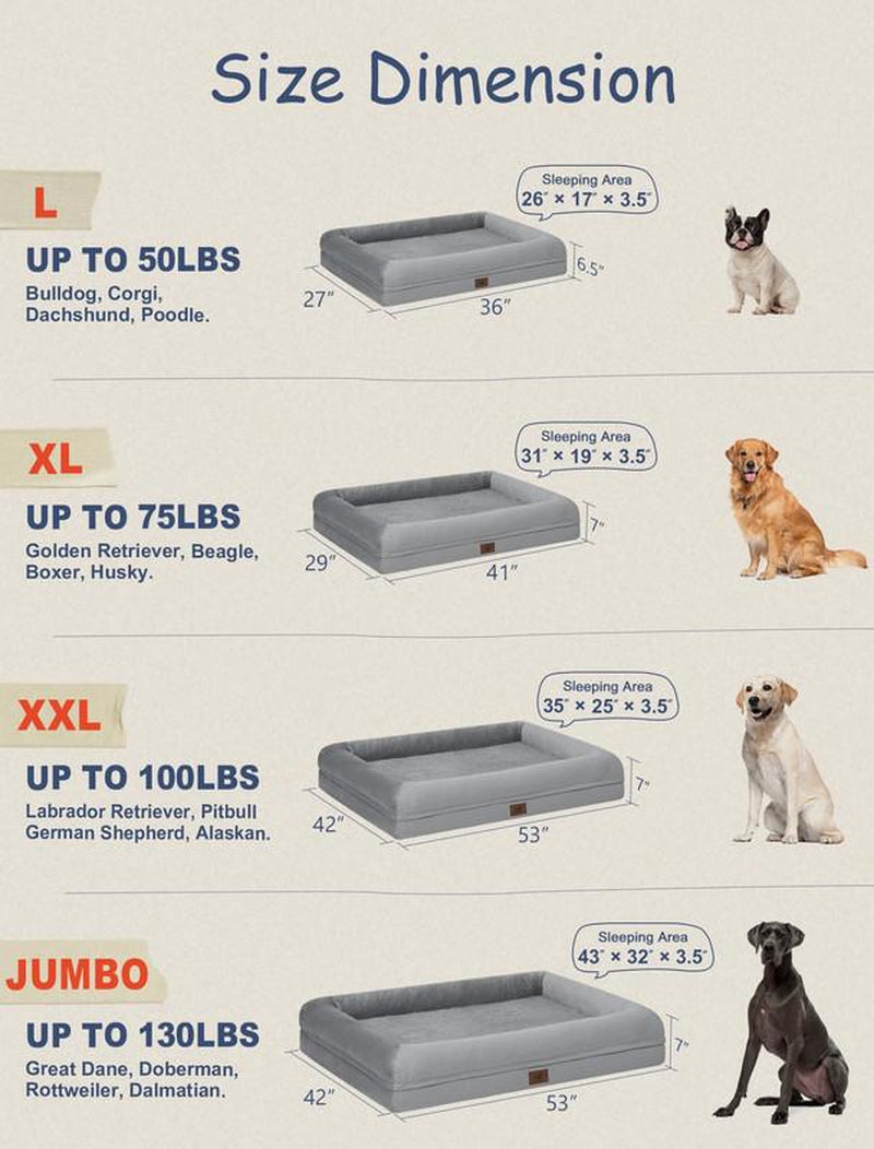Orthopedic Waterproof Dog Bed with Removable Cover – For Large & XL Dogs